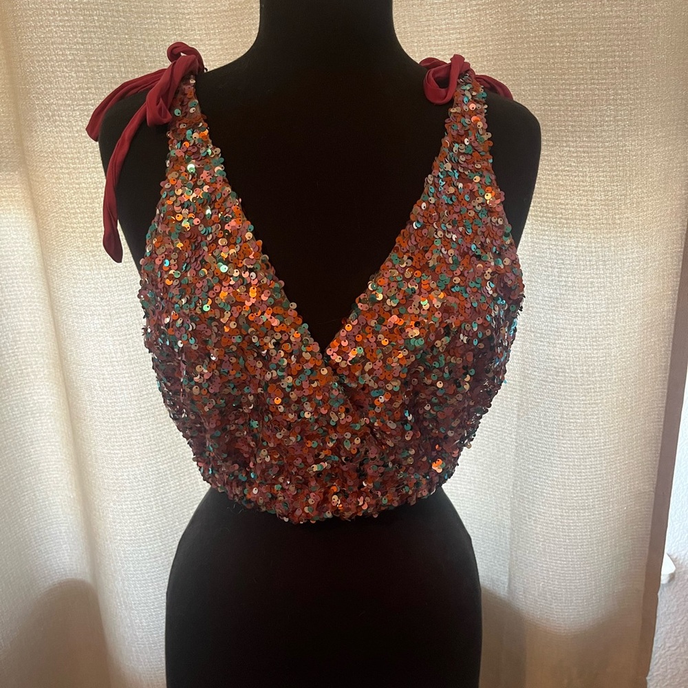 Free People Pink Sequin top small